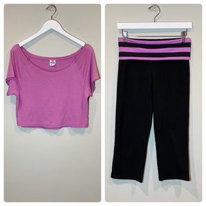 PINK Victoria’s Secret Cropped Yoga Outfit Purple